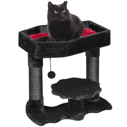 Gothic Cat Tree mit Sargkatze Bett Halloween Schwarzer Katzenbaumturm mit Schwesternkratzern und Spinnenspielzeugkatze 20 in hohen Türmen mit Katzenbett Halloween Cat Tree Halloween Haustiermöbel von Weduspaty