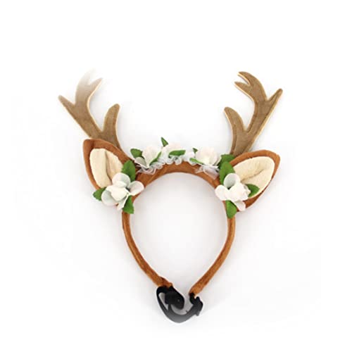 Haustierhut Weihnachten Rentiere Antlers Hörner Stirnband Halloween Osterparty Hüte Kostüm Cosplay für Cat Pet-13.5 Größe L von Weduspaty