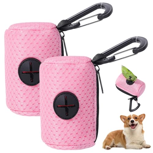 Hundekotbeutelhalter 2pcs 2.8x2in Mesh Reißverschluss Hundekot -Beutel -Spender mit Schnalle atmungsaktives waschbares tragbares Hundekotbeutelhalter für Leinenhüftasche, keine Poop -Beutel, Typ1, Hu von Weduspaty