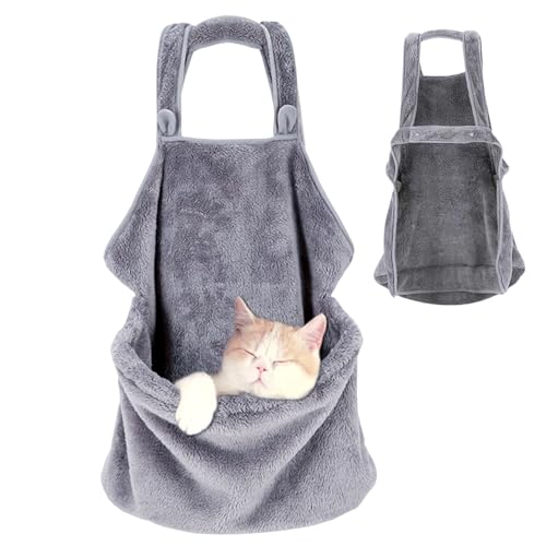 Katzenträger Katzenschlinge weiche Plüsch-Katzenschürze Warmer Katzenträgerbeutel mit Vordertasche und Kordelstring-Hörfreakträger für Katzenschlafen Katzen von Weduspaty