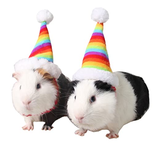 Plüsch Haustier Hut kleine Haustier Holiday und Weihnachten Regenbogenhut Welpe Hunde Weihnachtsmütze Kostüm Weihnachtskollektion Haustier Accessoires für Katzen Kaninchen Hamster Meerschwein von Weduspaty