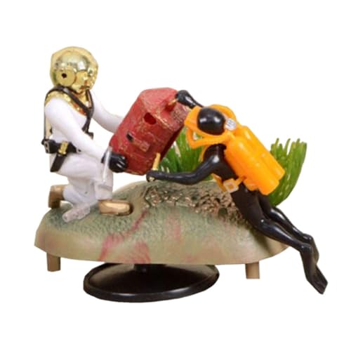 Weduspaty Aquarium Treasure Decoration Fischtank Dekorationen Unterwasserschatz Brust Taucher Aquarium TUG-of-War-Ornamente von Weduspaty