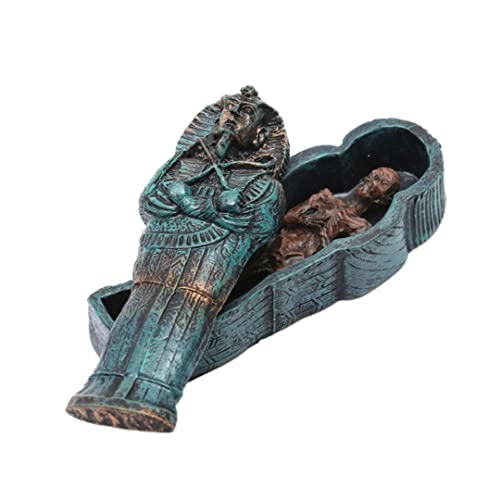 Weduspaty Aquariumdekoration 1PC Aquariumdekoration Ägyptischer König Tutanchamun Pharao Sarkophags -Sarg mit Mumienfigur Fischtank Ornament Tombstone Historische Skulptur von Weduspaty