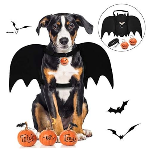 Weduspaty Hundefledermaus Kostüm Halloween Haustierkostüm, Hundes Bat Kostüm effektives Hund Kostüm, Leinenkürbisglocke und Ring für Hunde Cosplay Party Weihnachtsförderer -Kostüm Kostüm von Weduspaty