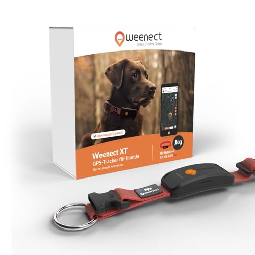 Weenect Hund XT - NEUES GPS-Halsband für Hunde | XL-Antenne | Wasserdicht | Hyperresistentes integriertes Julius-K9 Halsband Rot 3 Monate Abonnement inklusive von Weenect