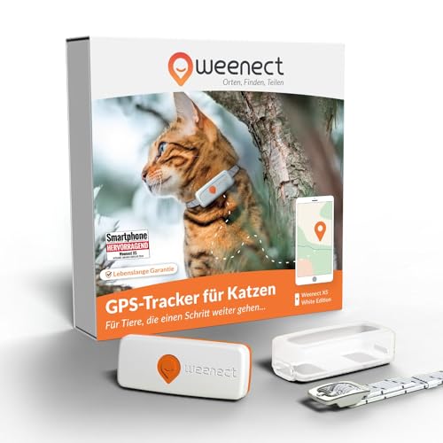 Weenect XS für Katzen - NEU Mini GPS-Tracker für Katzen | GPS-Tracking in Echtzeit | Ohne Distanzlimit | Kleinstes Modell auf dem Markt | Halsband inkludiert | Abonnement von Weenect