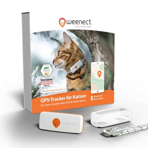 Weenect XS für Katzen - NEU Mini GPS-Tracker für Katzen | GPS-Tracking in Echtzeit | Ohne Distanzlimit | Kleinstes Modell auf dem Markt | Halsband inkludiert | Abonnement von Weenect