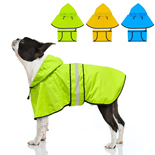 Weesiber Regenmantel Hund - Reflektierender hunderegenmantel wasserdicht– verstellbare Regenjacke Hund, Leichter Hunde Regenmantel mit Kapuze für kleine bis sehr große Hunde und Welpen (S, Grün) von Weesiber