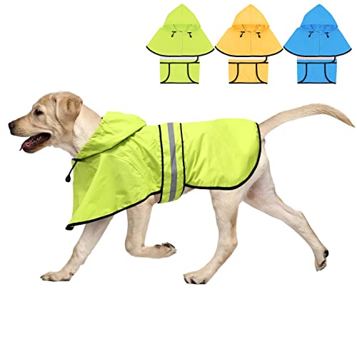 Weesiber Wasserdichter Verstellbarer Hunde-Regenmantel - Reflektierende Hunderegenjacke mit Hoodie, Leichter Hunde-Regenmantel Hundeponcho Zupfer für Kleine Mittlere und Große Hunde (Grün, Groß) von Weesiber