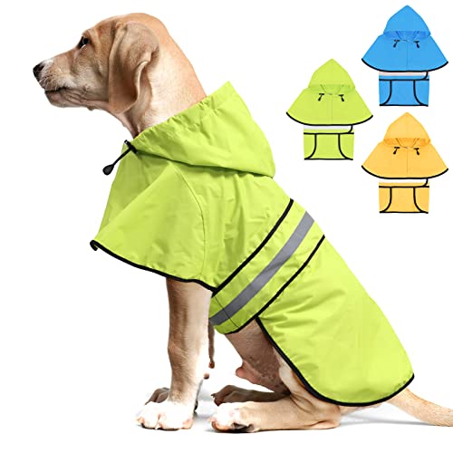 Weesiber Wasserdichter Verstellbarer Hunderegenmantel - Reflektierende Hunderegenjacke mit Hoodie, Leichter Hund Regenmantel Hundeponcho Zupfer für Kleine Mittlere und Große Hunde (Grün, Medium) von Weesiber