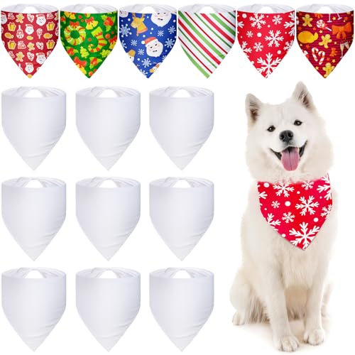 15 Stück Weihnachten Sublimation Hund Bandana Wärmetransfer Hund Bandana Weihnachten Santa Schneeflocken Dreieck Hund Schal Polyester Haustier Bandana DIY Weihnachtskostüm Xmas für kleine, mittelgroße von Weewooday