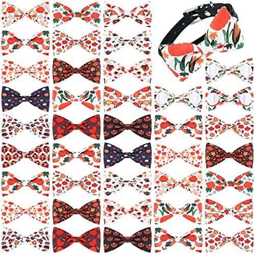 16 Stück Hundehalsband-Befestigungsschleifen Slide Dog Bowtie Sommer Hawaiian Styles Hundefliege mit Gummibändern, abnehmbare PET-Fellpflegebänder für Hunde, Sommer, Unabhängigkeitstag (Kürbis-Stil) von Weewooday