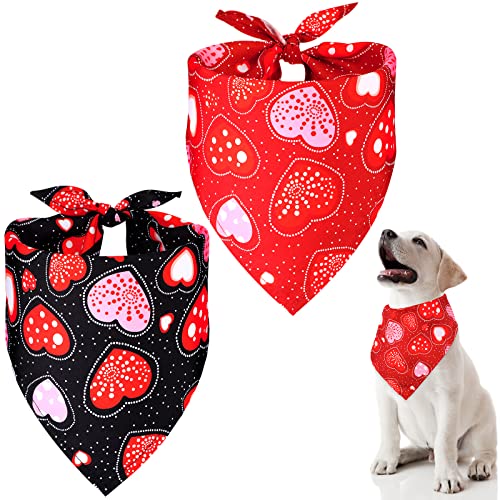 2 Stück Valentinstag Hund Bandana Herz Haustier Halstuch Reversibel Hunde Dreieck Lätzchen Waschbare Verstellbare Hunde Kopftücher für Valentinstag Hunde Katzen Geburtstag Kostüm Zubehör von Weewooday