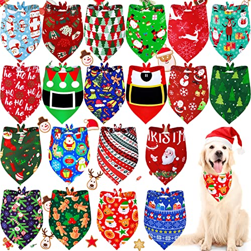 20 Stück Sommer Frühling Hund Bandana, Hawaii Erntedankfest Weihnachten Hund Bandana Weich Hundetuch Zubehör oder Klein Mittel (Weihnachtsmann, Schneemann, Glocke, X-Large) von Weewooday