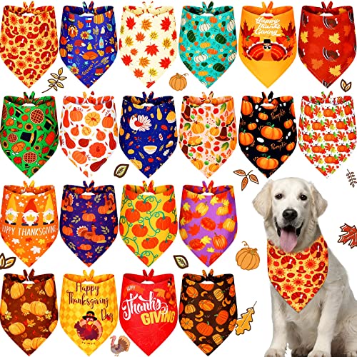 20 Stück Sommer Frühling Hundehalstuch, Hawaii Thanksgiving Day Weihnachten Hund Bandana Weich Hundehalstuch Zubehör oder Kleine Mittel (Türkei, Kürbis, X-Large) von Weewooday