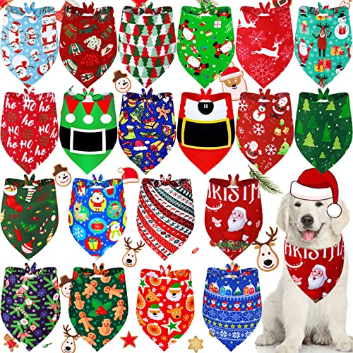 20 Stück Weihnachten Hund Bandana Weihnachtsmann Weihnachtsbaum Dreieck Haustier Lätzchen Verstellbares Haustier Bandana Weiches Hundehalstuch Zubehör für Haustier Kostüm Zubehör Dekor von Weewooday