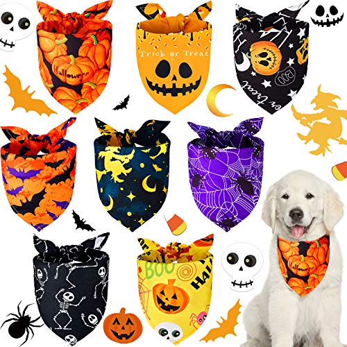 8 Stück Halloween Hunde Bandanas Kürbis Fledermaus Haustierschal Hundedreieck Hundeschal Verstellbarer Hundelätzchen Hundeschal für Halloween Urlaub Kostüm (Spinnenstil) von Weewooday