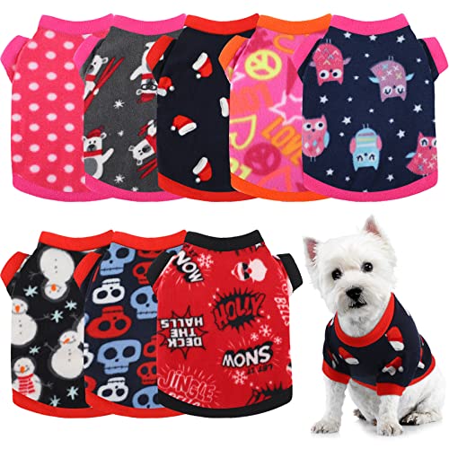 8 Stück Hundepullover Winter Chihuahua Kleidung Outfits Hund Warm Shirt Winter Welpe Kleidung für Winter Bunte Verdickung Hund Pyjama für Haustiere Welpen Hund Katze, klein von Weewooday