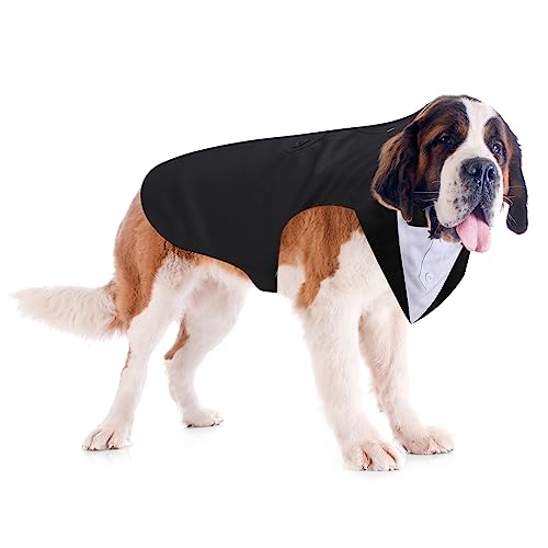 Hund Smoking Hunde Anzug und Bandana Set Hunde Formale Smoking Haustier Hochzeit Party Anzug Hochzeit Fliege Krawatte Hemd für Hochzeit Halloween Geburtstag Kostüme (XXL) von Weewooday