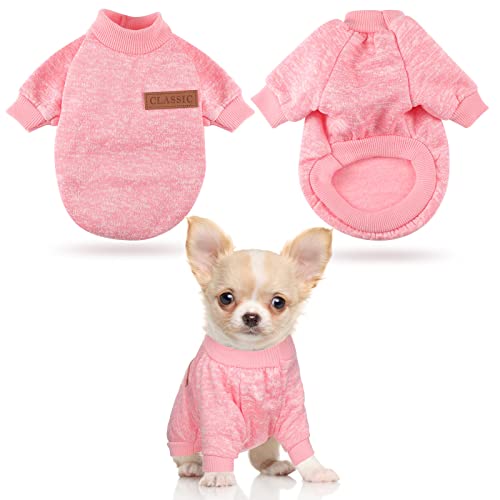 Hundepullover für Kleine Katzen und Hunde Weich Gemütlich Strecken Hunde Vlies Pullover Haustier Mantel Winter Warm Strickwaren Pullover Kleidung Kostüm für Kleine Haustiere, Rosa (Größe S) von Weewooday