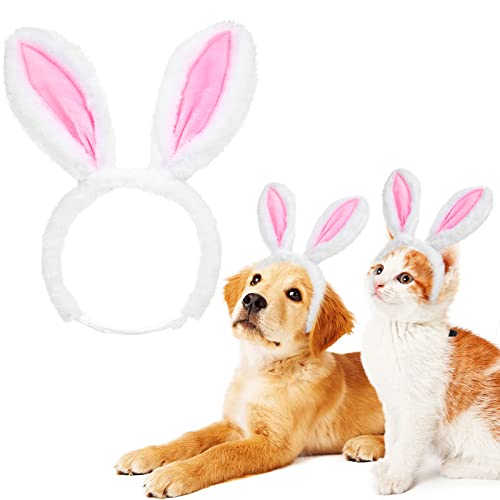 Ostern Haustier Hasenohren Stirnband Süßer Flauschiger Katzen Hasenohren Haarreif Weiches Warmes Haustier Hasenohren Haarband für Hunde Katzen Welpen Kopfzubehör Ostern Party Kostüm, L von Weewooday