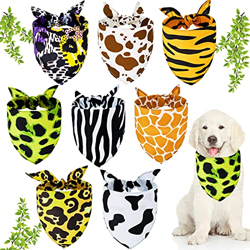 Weewooday 8 Stück Wild Animal Print Hund Bandana Dschungel Tier Pet Bandanas Leopard Zebra Streifen Schal Gepard Dreieck Haustier Lätzchen Reversible Verstellbar Waschbar Kopftuch von Weewooday