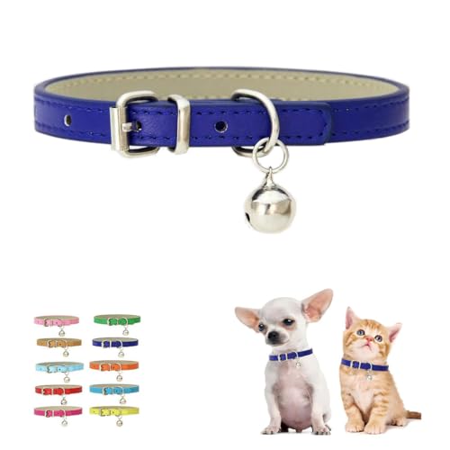 Glöckchenhalsband für Katzen, Welpenhalsband mit Glöckchen, Katzenhalsbänder für Jungen, weiches Kunstleder, verstellbar für XXS, XS, kleine Haustiere, Tierstreu, kleines Kätzchen, männliche Mädchen, von WeimoMonkey