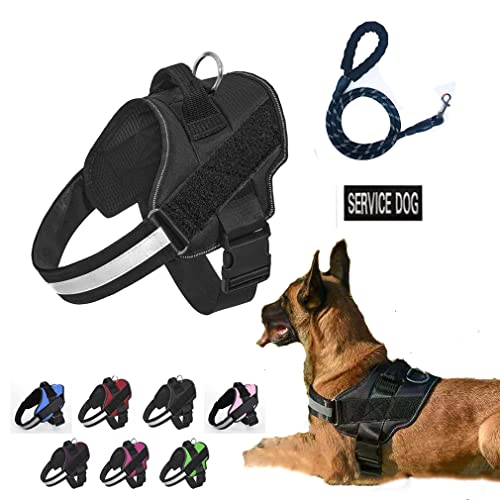 Hundegeschirr und Leine, Set mit Service-Hunde-Patches, Weste, Geschirr, Haustierbedarf, Outdoor-Walking, Training, weich, reflektierend, verstellbar, für kleine, mittelgroße und große Hunde, Welpen, von WeimoMonkey