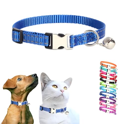 Hundehalsband, Glocke, Welpenhalsbänder für kleine Welpen, X-Kätzchen-Halsband für Jungen, Nylon-Metallschnalle für XXS, XS, kleine Hunde, Katzen, Haustiere, Kleintiere, Dunkelblau, XS von WeimoMonkey