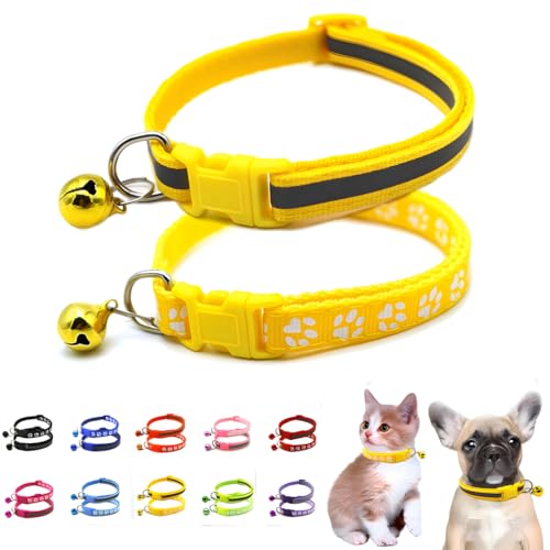 Hundehalsband für kleine Hunde mit Glöckchen, 2 Stück, einfaches und reflektierendes Katzenhalsband, Jungen, Welpenhalsband mit Glöckchen, für XXS, XS, kleine männliche Hunde, Haustier, Kätzchen, von WeimoMonkey