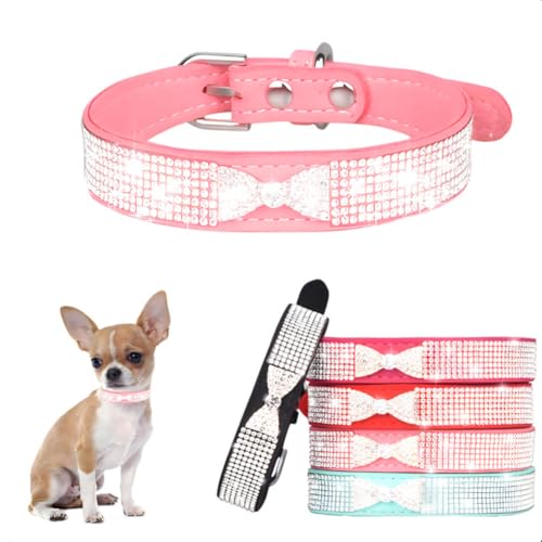 Kleines Hundehalsband Diamant Bling Mädchen Welpen Katzen Halsbänder Strass Niedliche Fliege Weibliche Junge Kleine Haustier Kätzchen Halsband Tiere Blau XS von WeimoMonkey