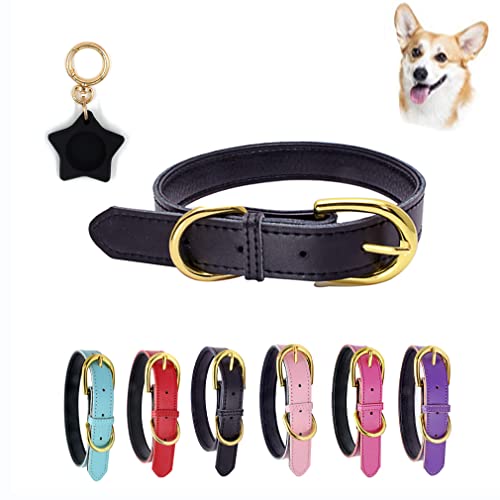 Leder-Hundehalsband, weich, verstellbar, klassisch, strapazierfähig, Metallschnalle, Haustierhalsbänder für Katzen, Welpen, XS, S, M, L von WeimoMonkey