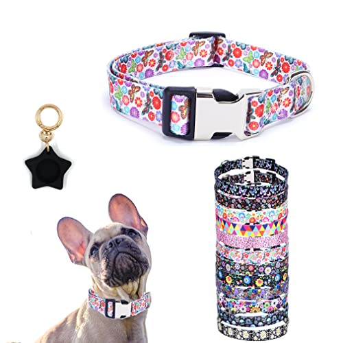 Nylon-Hundehalsband mit Metallschnalle, langlebig, weich, Schnellverschluss, verstellbar für XS, S, M, L, Rosa von WeimoMonkey
