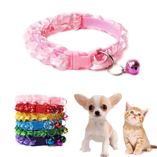 Rosa Glockenhalsband für kleine Hunde, Glöckchenhalsband für Katzen, Halsband mit Glockenspitze, verstellbar, für XXS, XS, kleine Haustiere, Hunde, Welpenhalsband, Tierstreu, kleines Kätzchen, von WeimoMonkey