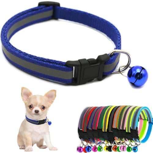 Dunkelblaues Katzenhalsband mit Glöckchen, reflektierend, für kleine Hunde mit Glöckchen, weiche, verstellbare Schnalle, für XXS, XS, XS, Welpen, weiblich, männlich, kleine Haustiere, Hunde, Jungen Dunkelblaues Katzenhalsband mit Glöckchen, reflektierend, für kleine Hunde mit Glöckchen, weiche, verstellbare Schnalle, für XXS, XS, XS, Welpen, weiblich, männlich, kleine Haustiere, Hunde, Jungen von Weimostar