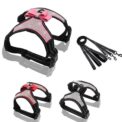 Hundegeschirr für kleine Hunde, reflektierend, für Welpen, Katzen, mit Strasssteinen, niedliche Fliege, für Damen, Jungen, kleines Haustier, Kätzchen, Kätzchen, Halfter mit Fliege, Rosa, Größe S Hundegeschirr für kleine Hunde, reflektierend, für Welpen, Katzen, mit Strasssteinen, niedliche Fliege, für Damen, Jungen, kleines Haustier, Kätzchen, Kätzchen, Halfter mit Fliege, Rosa, Größe S von weimostar