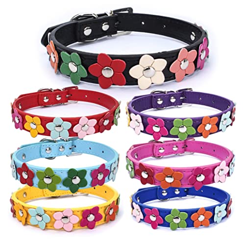 Hundehalsband, Hunde Halsband, klein, bunt, PU-Leder, für Welpen, Katzen, waschbar, Schwarz von Weimostar