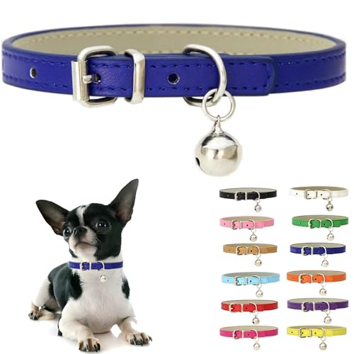 Hundehalsband mit Glöckchen, weiches PU-Leder, Katzenhalsband, verstellbare Schnalle, für XXS, XS, M, klein, für Damen, Herren, Jungen, Mädchen, Haustiere, Welpen, Kätzchen, Teetasse, Yorkie, Größe XS Hundehalsband mit Glöckchen, weiches PU-Leder, Katzenhalsband, verstellbare Schnalle, für XXS, XS, M, klein, für Damen, Herren, Jungen, Mädchen, Haustiere, Welpen, Kätzchen, Teetasse, Yorkie, Größe XS von Weimostar