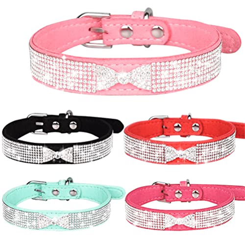 Kleines Hundehalsband Welpen Katzen Halsbänder Diamant Bling Mädchen Strass Niedliche Fliege Weibliche Junge Kleine Haustier Kätzchen Halsband Mode Hot Black L von Weimostar