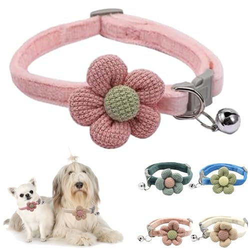 Rosa Welpenhalsband mit Glocke und Blumen, XS Hundehalsband mit Blumenmädchen-Katzenhalsband, niedlich, verstellbar, für XXS, XS, XS, Hündinnen, Haustier, kleines Kätzchen, Yorkie, Chihuahua, XS Rosa Welpenhalsband mit Glocke und Blumen, XS Hundehalsband mit Blumenmädchen-Katzenhalsband, niedlich, verstellbar, für XXS, XS, XS, Hündinnen, Haustier, kleines Kätzchen, Yorkie, Chihuahua, XS von Weimostar