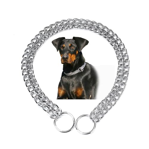 Silberfarbenes Halsband für Hunde, zweireihige Kette, Metall, Schlupfhalsband, Martingal-Halsbänder für kleine, mittelgroße und große Hunde, Durchmesser 2,5 mm Silberfarbenes Halsband für Hunde, zweireihige Kette, Metall, Schlupfhalsband, Martingal-Halsbänder für kleine, mittelgroße und große Hunde, Durchmesser 2,5 mm von Weimostar