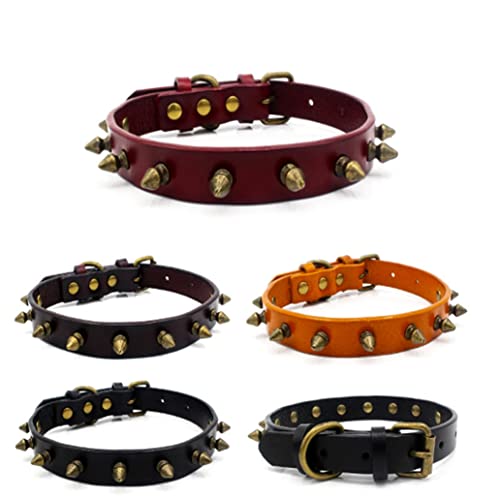 Hundehalsband für kleine Hunde, Rindsleder, Nieten, für Welpen, Katzen, Mädchen, weich, niedlich, Pilze, Niethalsband, verstellbar, für XS, M, L, Jungen, weiblich, männlich, Rot, Größe S Hundehalsband für kleine Hunde, Rindsleder, Nieten, für Welpen, Katzen, Mädchen, weich, niedlich, Pilze, Niethalsband, verstellbar, für XS, M, L, Jungen, weiblich, männlich, Rot, Größe S von weimostar