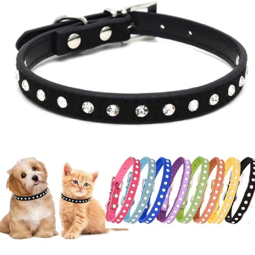 Weimostar Hundehalsband, glitzernd, Kristall, Strass, verstellbar, Diamant, für Welpen, Katzen, Haustiere, Schwarz, Größe M von Weimostar