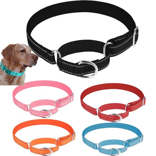 Weimostar Martingale Hundehalsbänder für große Hunde, Nylon, rutschfest, kein Entkommen, reflektierend, verstellbar, Sicherheit, weich, Training, bequem für kleine, mittelgroße Haustiere, Schwarz, L von Weimostar