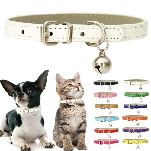 Weißes Welpenhalsband mit Glöckchen, weiches PU-Leder, Katzenhalsband, verstellbare Schnalle, für XXS, XS, XS, XS, XS, M, winzige weibliche Männer, Jungen, Mädchen, Haustiere, Hunde, Kätzchen, Weißes Welpenhalsband mit Glöckchen, weiches PU-Leder, Katzenhalsband, verstellbare Schnalle, für XXS, XS, XS, XS, XS, M, winzige weibliche Männer, Jungen, Mädchen, Haustiere, Hunde, Kätzchen, von Weimostar