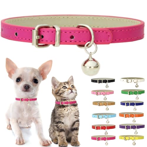 Welpenhalsband mit Glöckchen, weiches PU-Leder, Katzenhalsband, verstellbare Schnalle, für XXS, XS, XS, XS, XS, M, kleine Hündinnen, Haustiere, Hunde, Kätzchen, Teetasse, Yorkie, S, Hot Pink Welpenhalsband mit Glöckchen, weiches PU-Leder, Katzenhalsband, verstellbare Schnalle, für XXS, XS, XS, XS, XS, M, kleine Hündinnen, Haustiere, Hunde, Kätzchen, Teetasse, Yorkie, S, Hot Pink von Weimostar