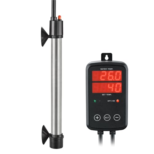 Titan Aquarium Heizung 300W, Tauchbare Aquarium Heizstab mit LED-Digitaler Temperaturregler, 0℃~40℃ Einstellbar, Geeignet für 200l~300l Salzwasser Süßwasser Aquarien Schnelle Heizung, MX-9016(300W) von Weipro