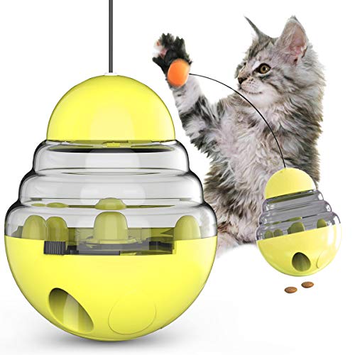 Weiqiao® Hundespielzeug, Spender, 3 in 1, für Katzen, Hunde, Bissfest, ungiftig, für Katzen, Hunde, Tiere (Gelb) von Weiqiao