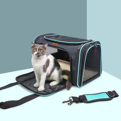 Weiqiao® Transporttasche für Katzen, Hunde, weich, leicht, atmungsaktiv, faltbar, weich, für Haustiere, Reise (blau) von Weiqiao