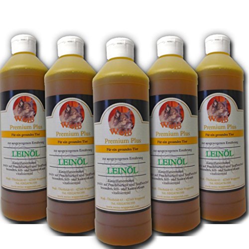 Weiß-Premium Leinöl für Hunde 5 x 1L von Weiß-Premium